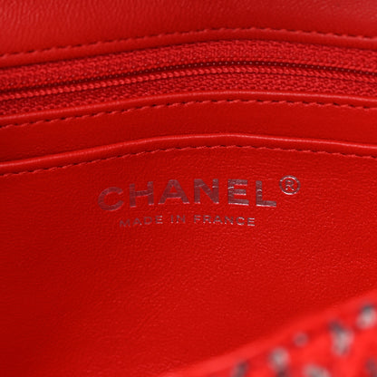 Chanel Tweed Quilted Mini Rectangular Flap Red Grey 6 of 12