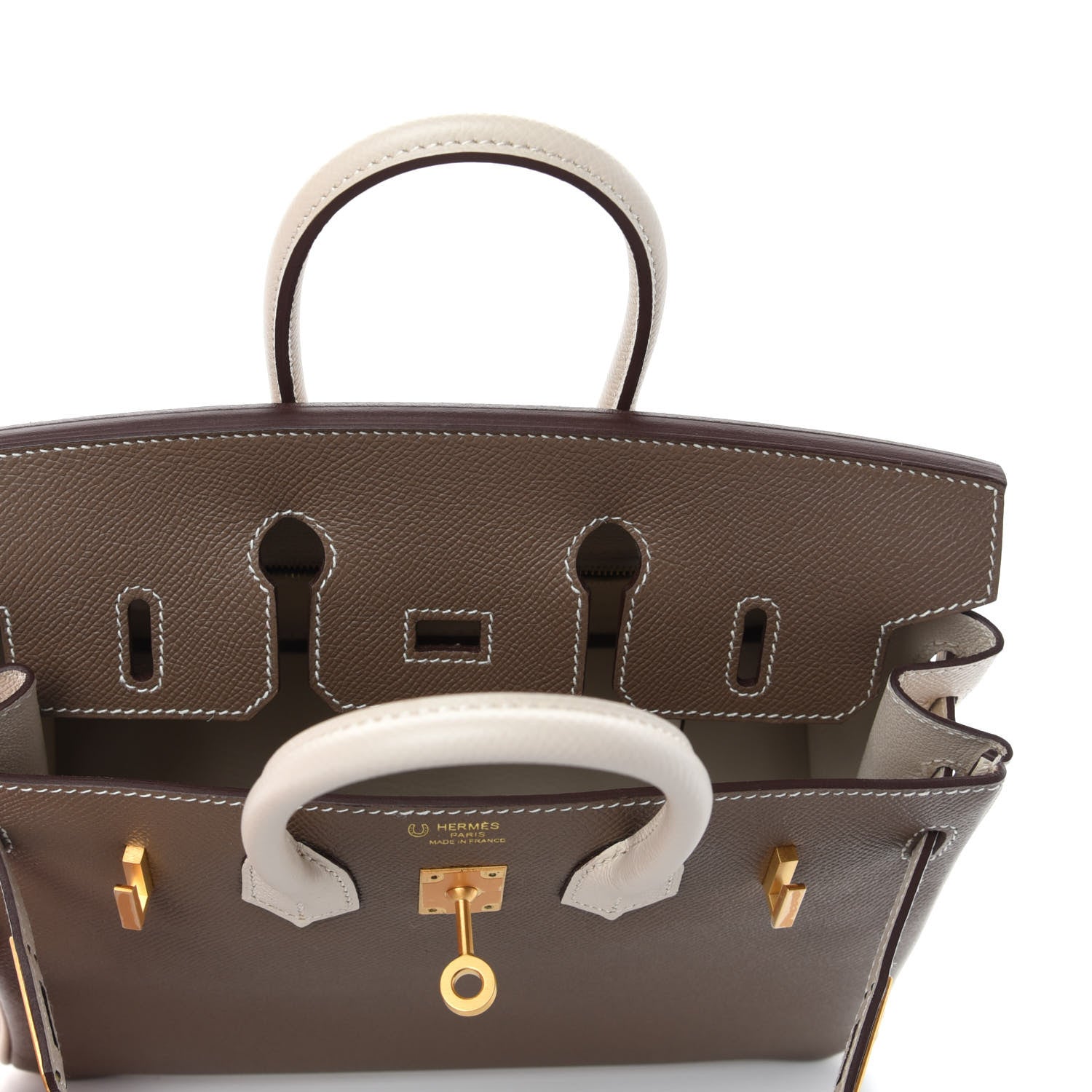 Hermes Epsom Horseshoe Birkin 25 Etoupe Craie 16 of 35