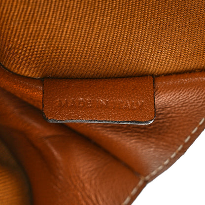 Celine Lambskin Triomphe Canvas Embroidered Logo Clutch With Chain Tan 7 of 12