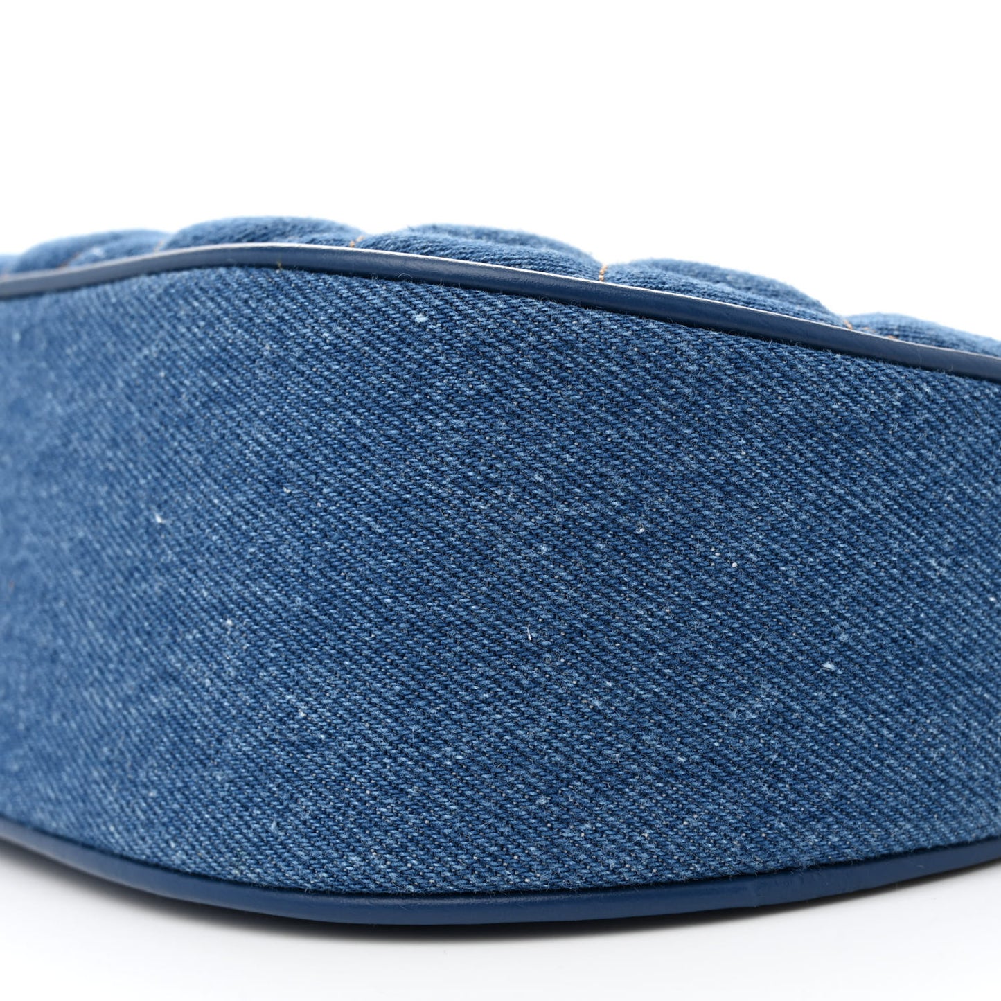Denim Calfskin Quilted Medusa Half Moon Shoulder Bag Blue