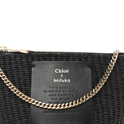 Chloe X MIFUKO Raffia Calfskin Mini Chain Basket Black 7 of 9