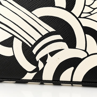 Prada Saffiano Sanke Print Mini Galleria Double Zip Tote Black White 10 of 10