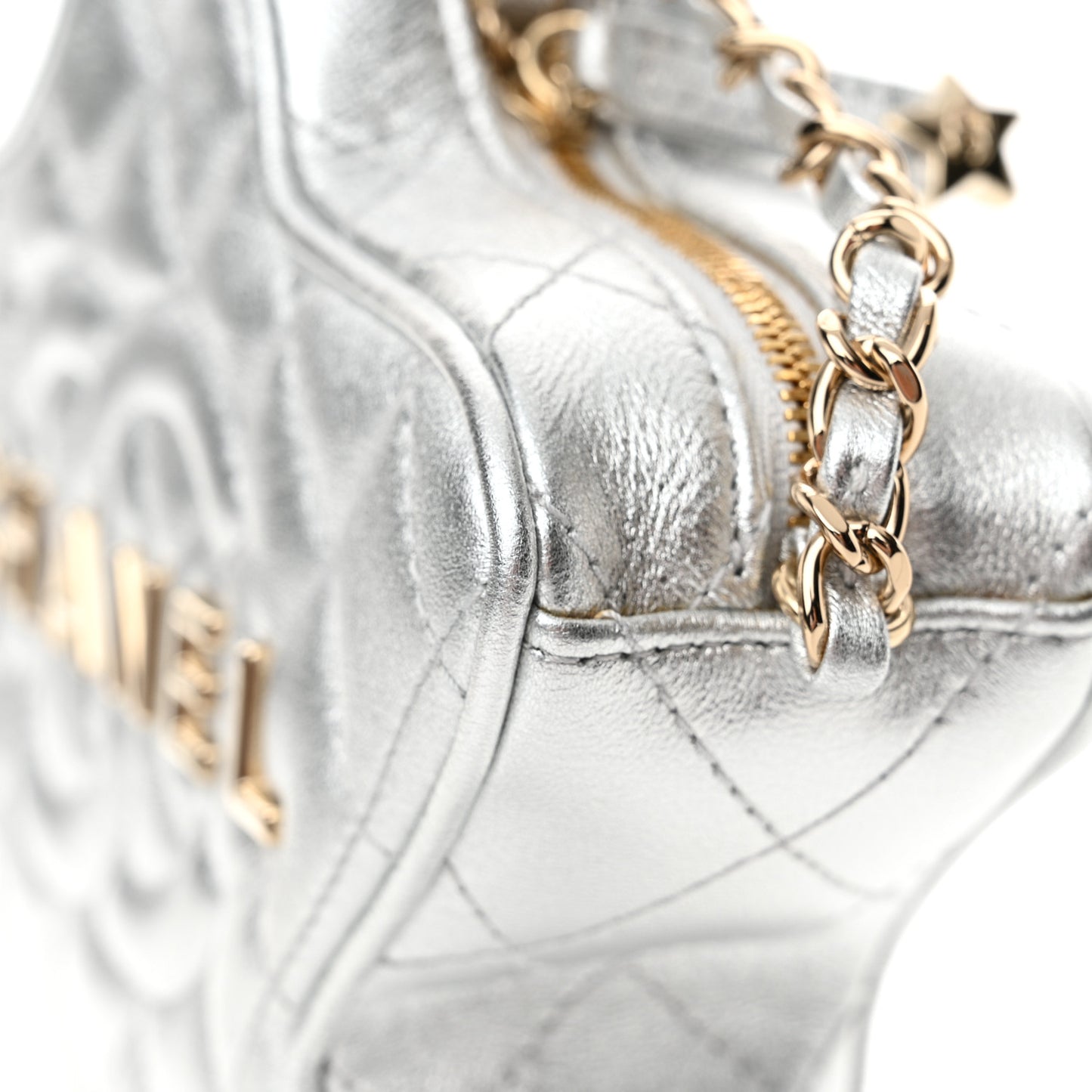 Metallic Lambskin Walk Of Fame Bag Silver