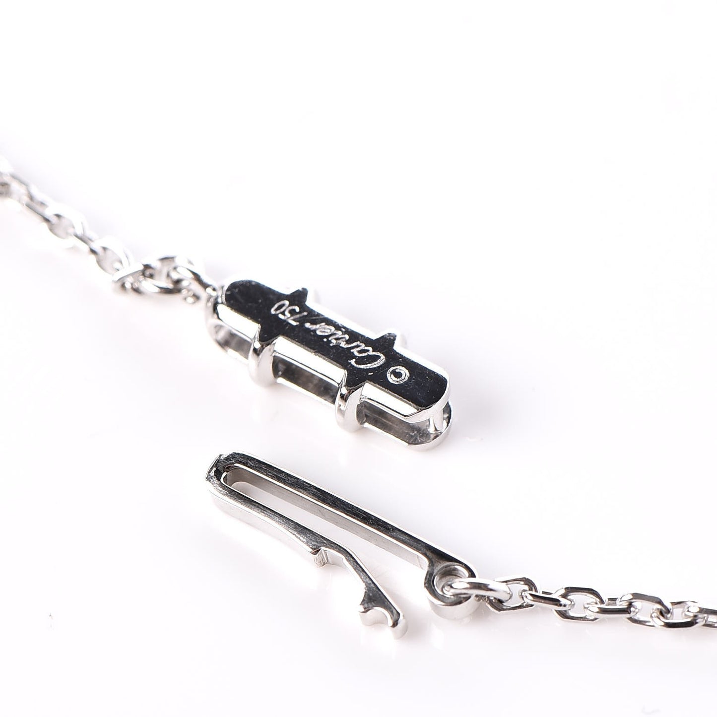 18K White Gold Diamond Small Hearts and Symbols Pendant Necklace