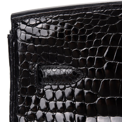 Hermes Shiny Porosus Crocodile Birkin 35 Black 11 of 34