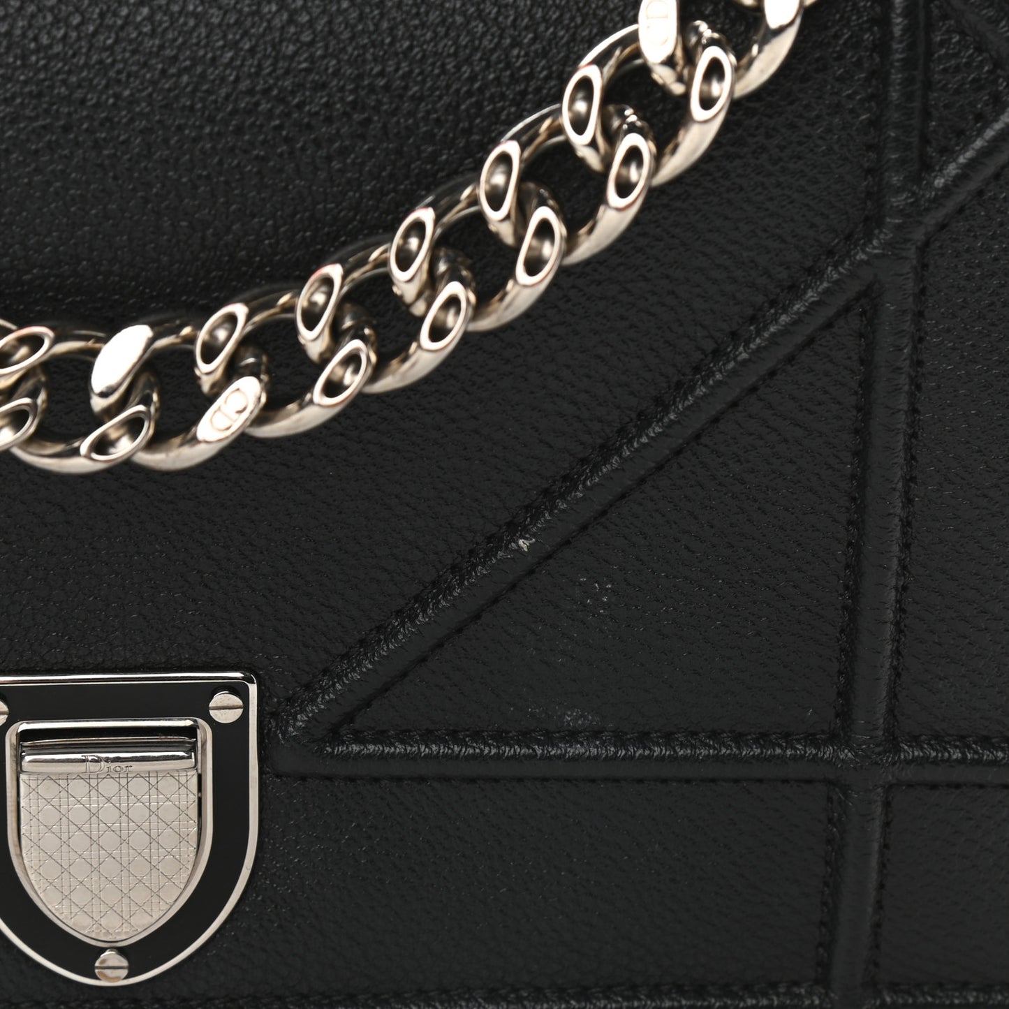 Grained Calfskin Small Diorama Flap Bag Black