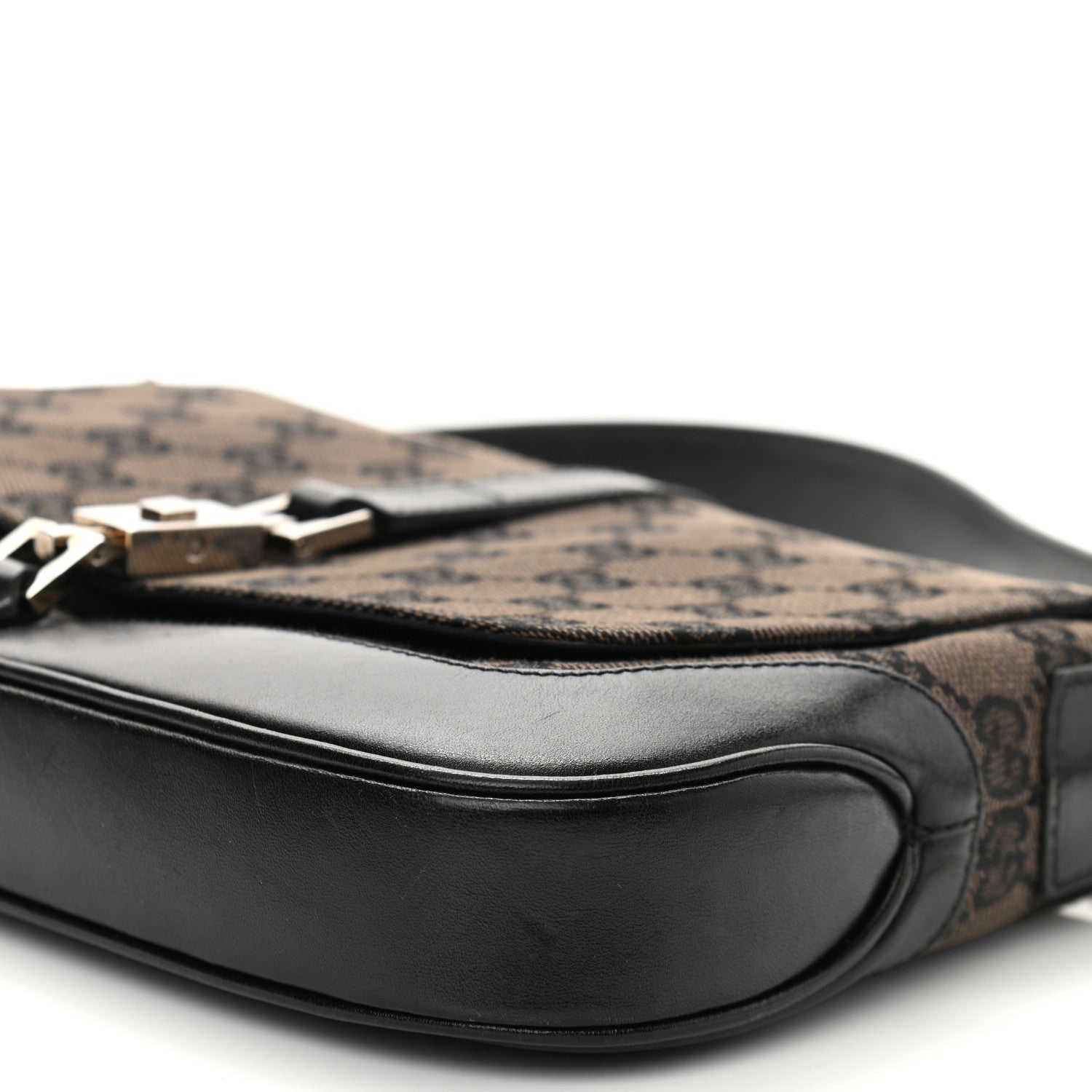 Gucci Monogram Small Jackie O Flap Hobo Black 10 of 14
