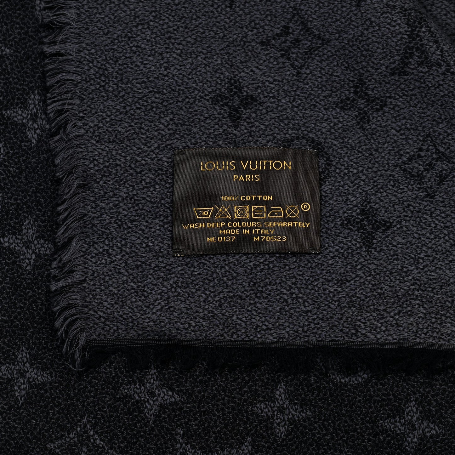 Cotton Monogram Shawl Gray