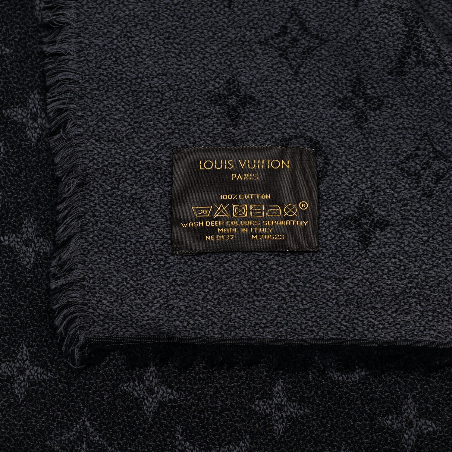 Louis Vuitton Cotton Monogram Shawl Gray 4 of 4