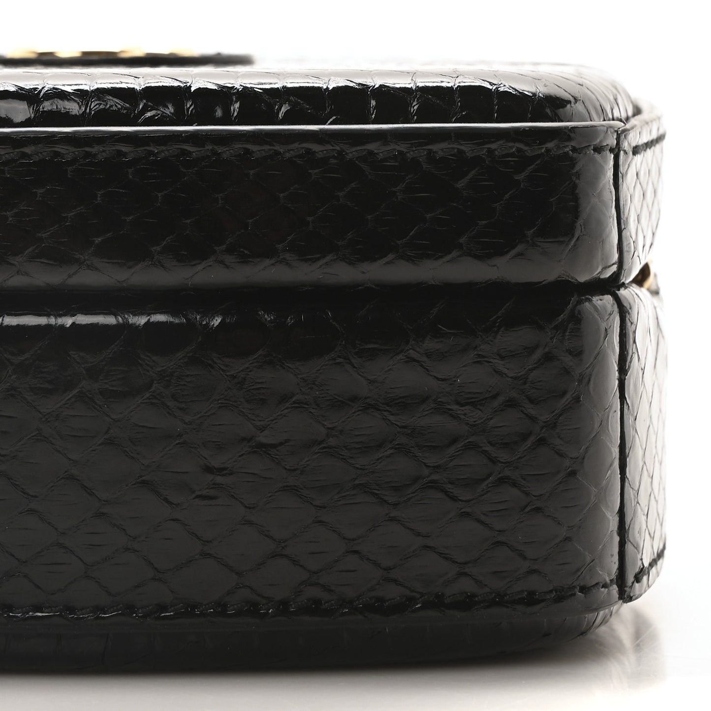 Snakeskin Broadway Ring Top Handle Bag Black