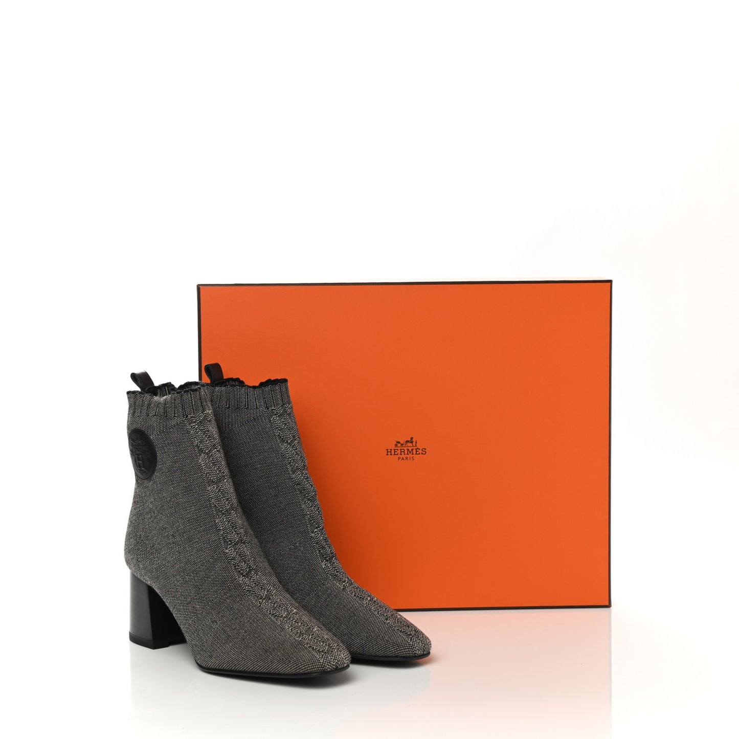 Knit Calfskin Volver 60 Ankle Boots 38 Nocciola Black