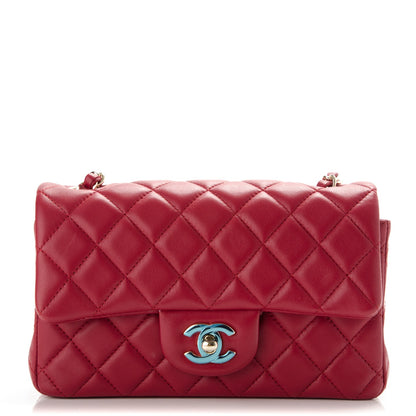 Chanel Lambskin Quilted Mini Rectangular Flap Red 1 of 8