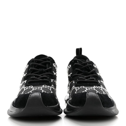 Gucci Tela Retino Mesh Crystal Suede GG Monogram Womens Gucci Run Sneakers 38 Black Silver 2 of 8