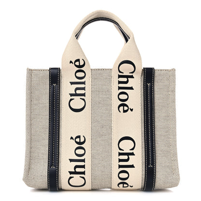 Chloe Cotton Calfskin Small Woody Ribbon Tote White 1 of 25