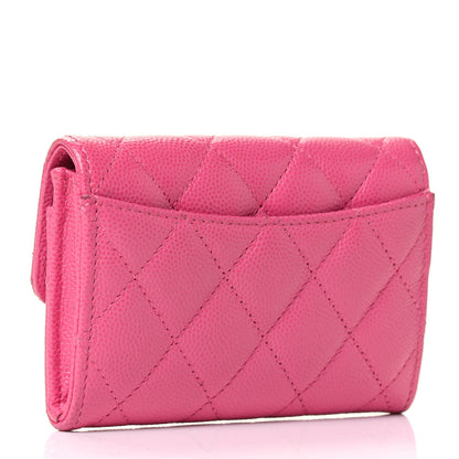 Chanel Caviar Quilted Flap Card Holder Wallet Pink 3 of 11