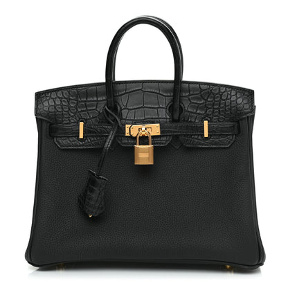 Hermes Togo Matte Alligator Birkin Touch 25 Black 1 of 9