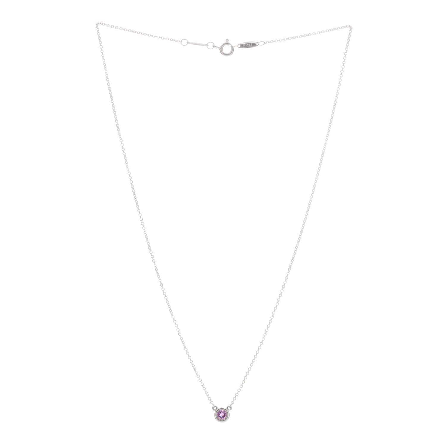 Tiffany Sterling Silver Amethyst Elsa Peretti Color by the Yard Pendant Necklace 2 of 3