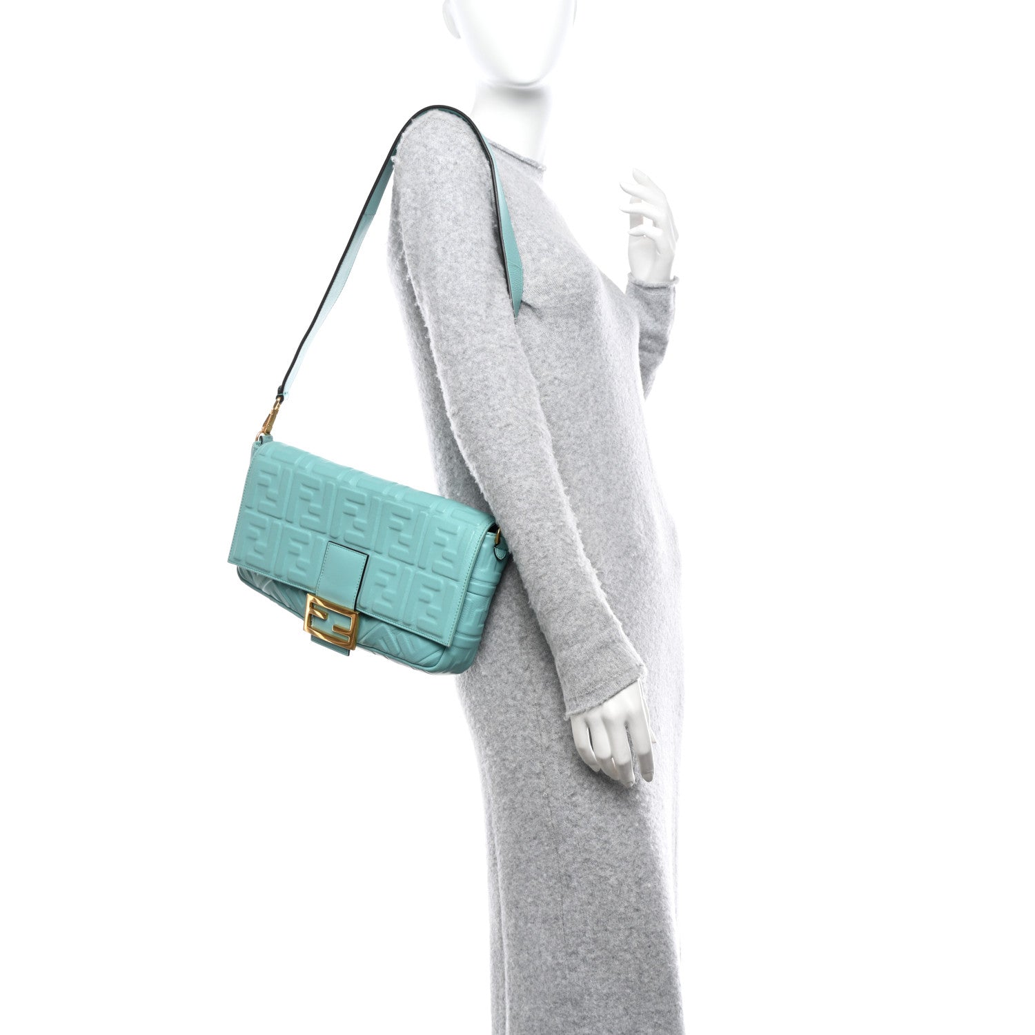 Fendi Nappa FF 1974 Embossed Large Baguette Tiffany 2 of 11