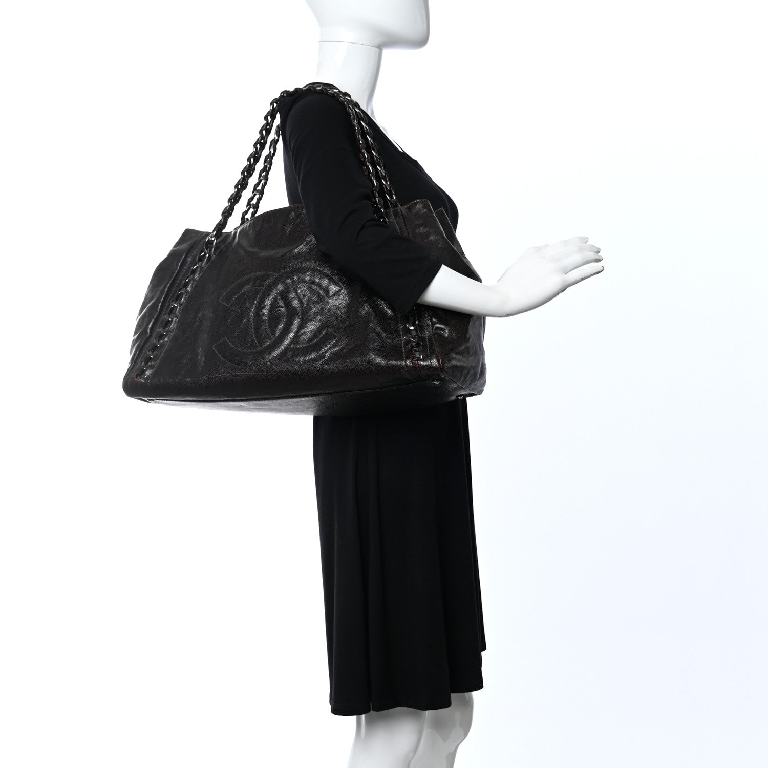 Chanel Glazed Caviar Large East West Modern Chain Tote Brown 2 of 11