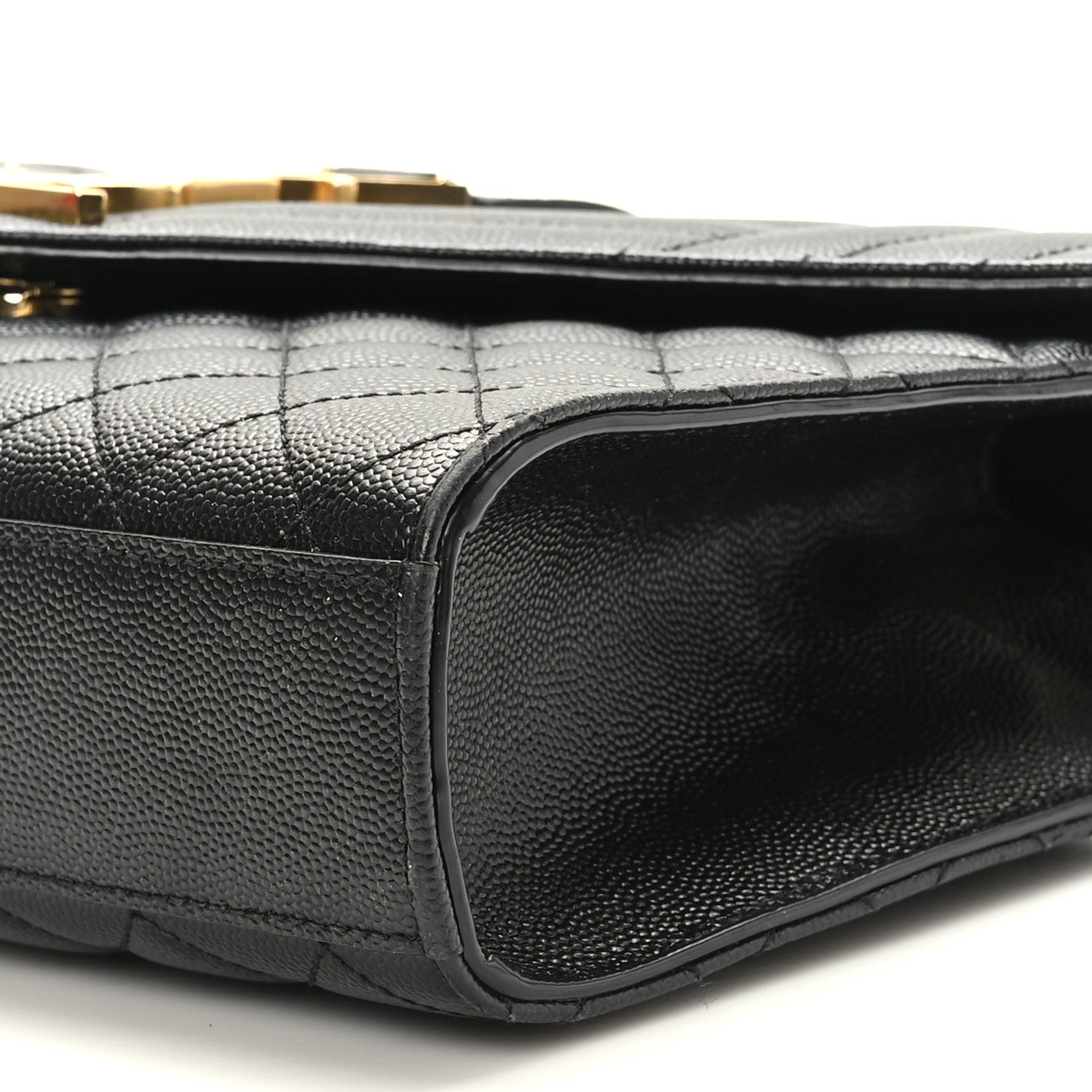 Saint Laurent Grain De Poudre Textured Mixed Matelasse Triquilt Medium Monogram Satchel Black 8 of 8
