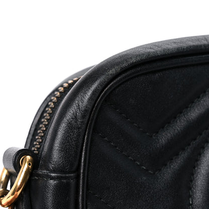 Gucci Calfskin Matelasse Mini GG Marmont Chain Shoulder Bag Black 18 of 25