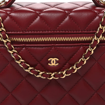 Chanel Lambskin Quilted Top Handle Slim Vanity With Chain Burgundy 8 of 11