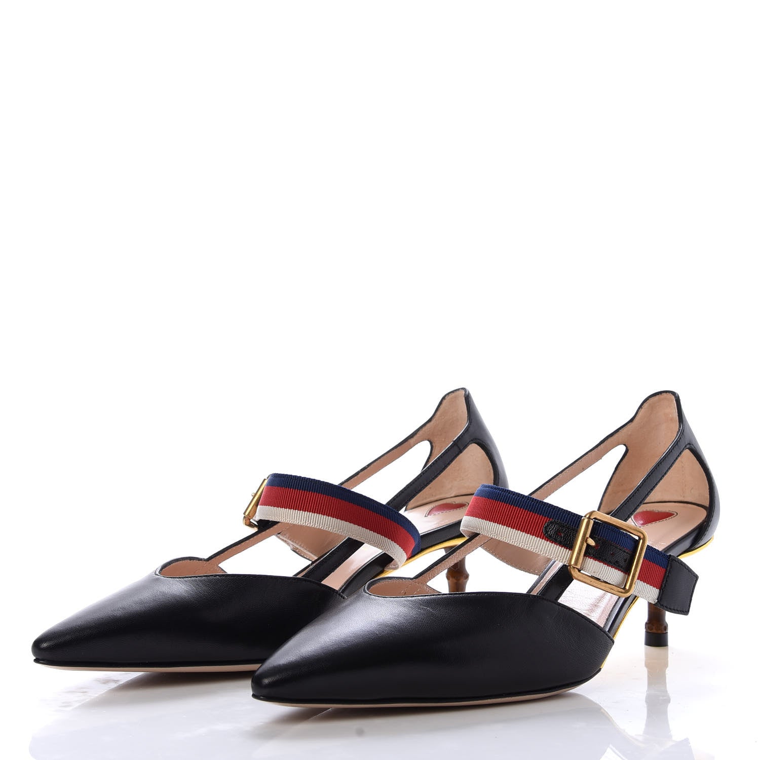 Gucci Malaga Kid Grosgrain Sylvie Web Bamboo Mules 35.5 Black 3 of 9