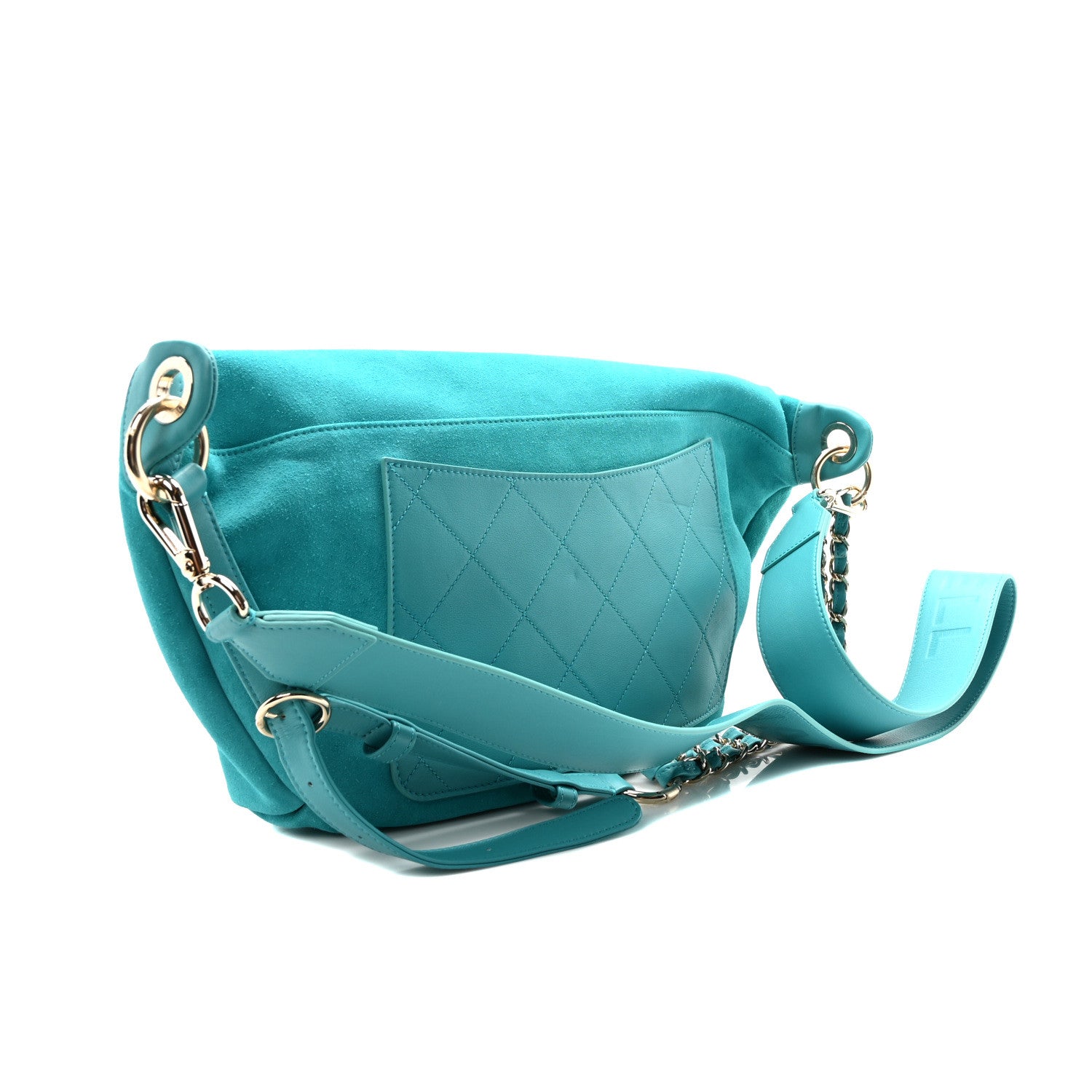 Chanel X PHARRELL WILLIAMS Suede Lambskin Oversized Waist Belt Bag Turquoise 3 of 10