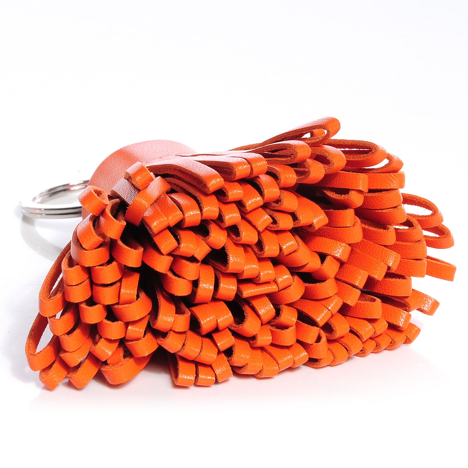 Hermes Lambskin Carmen Tassel Key Holder Feu Orange 2 of 5