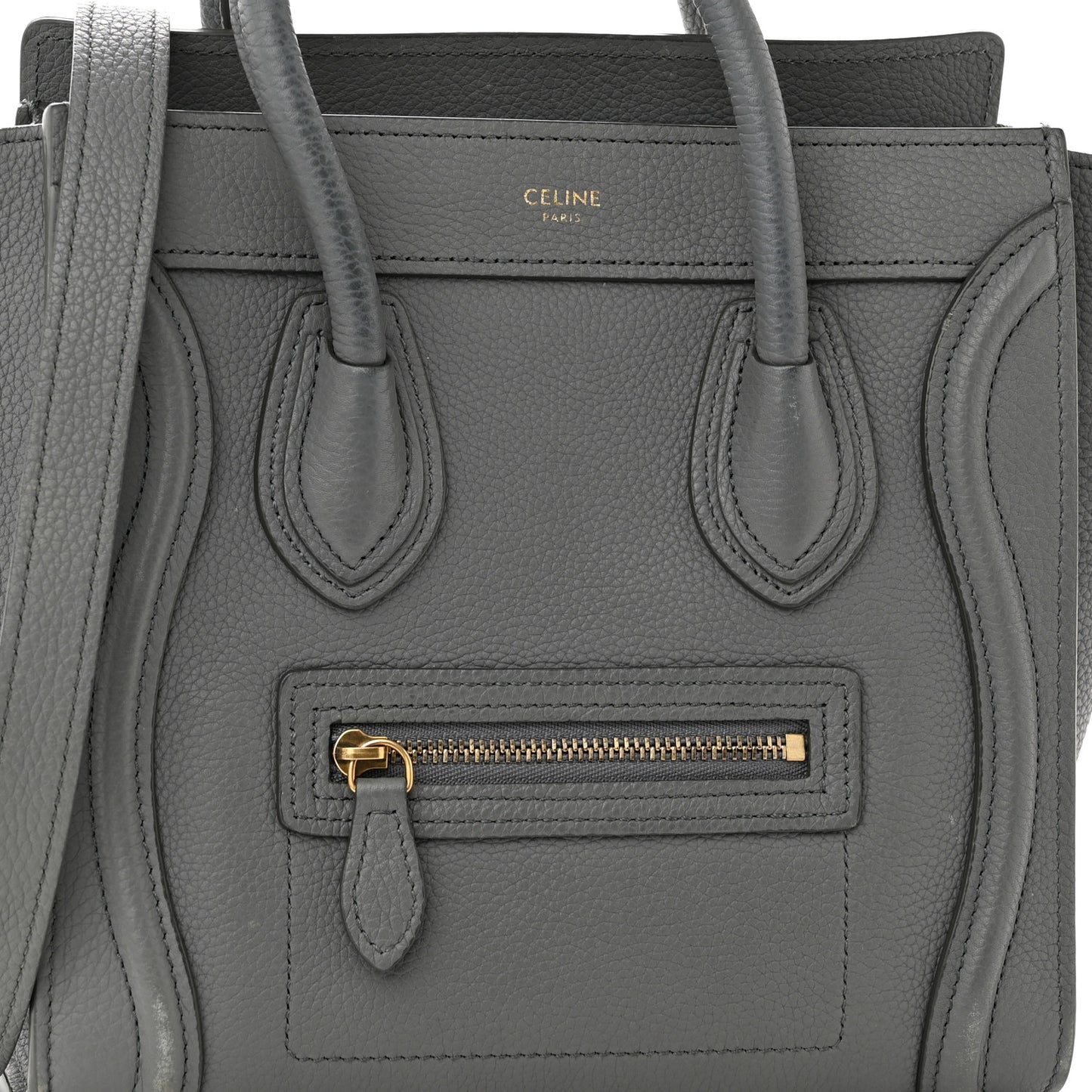 Drummed Calfskin Nano Luggage Kohl