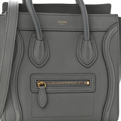 Celine Drummed Calfskin Nano Luggage Kohl 7 of 16