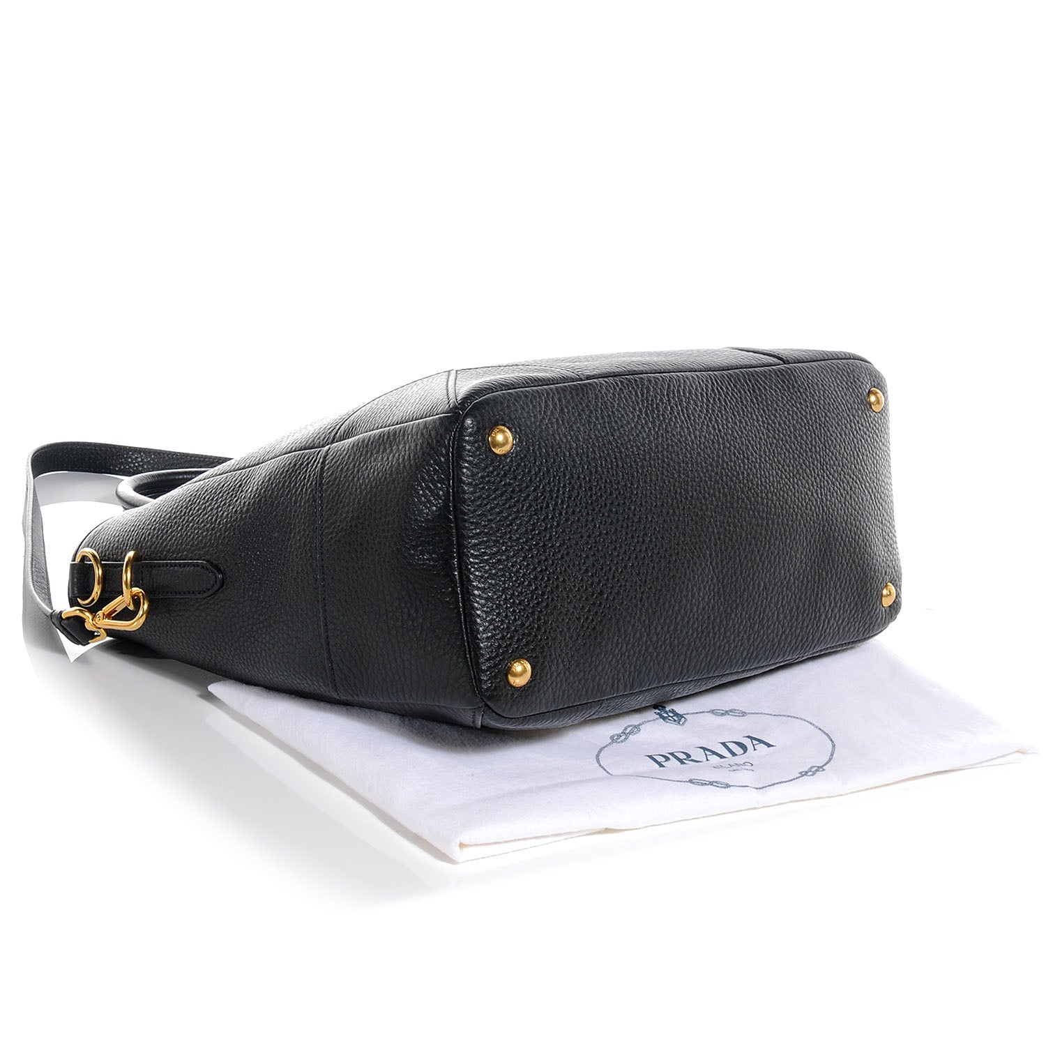 Prada Deerskin Zipper Detail Tote Black 4 of 9