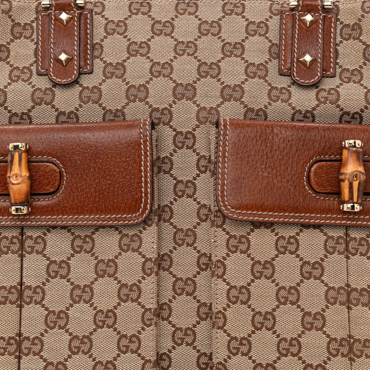 Monogram Canvas Bamboo Top Handle Bag Brown