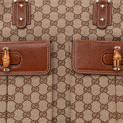 Gucci Monogram Canvas Bamboo Top Handle Bag Brown 8 of 11