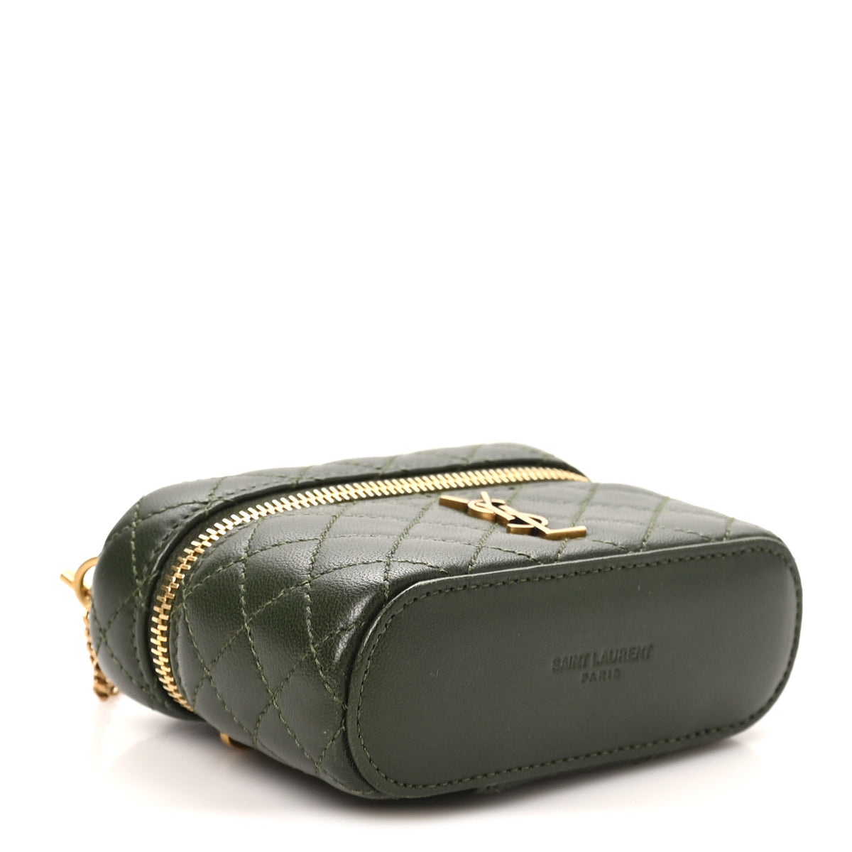 Saint Laurent Lambskin Quilted Mini Gaby Vanity Case Olive Wood 9 of 10