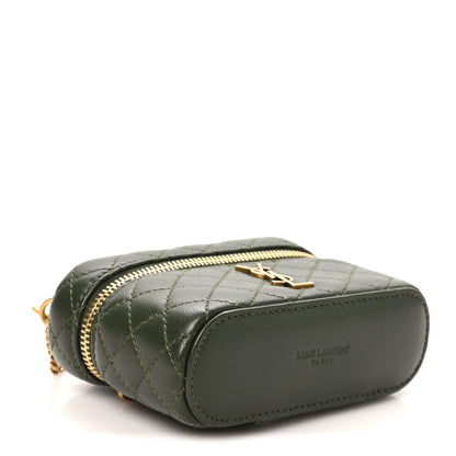 Saint Laurent Lambskin Quilted Mini Gaby Vanity Case Olive Wood 9 of 10