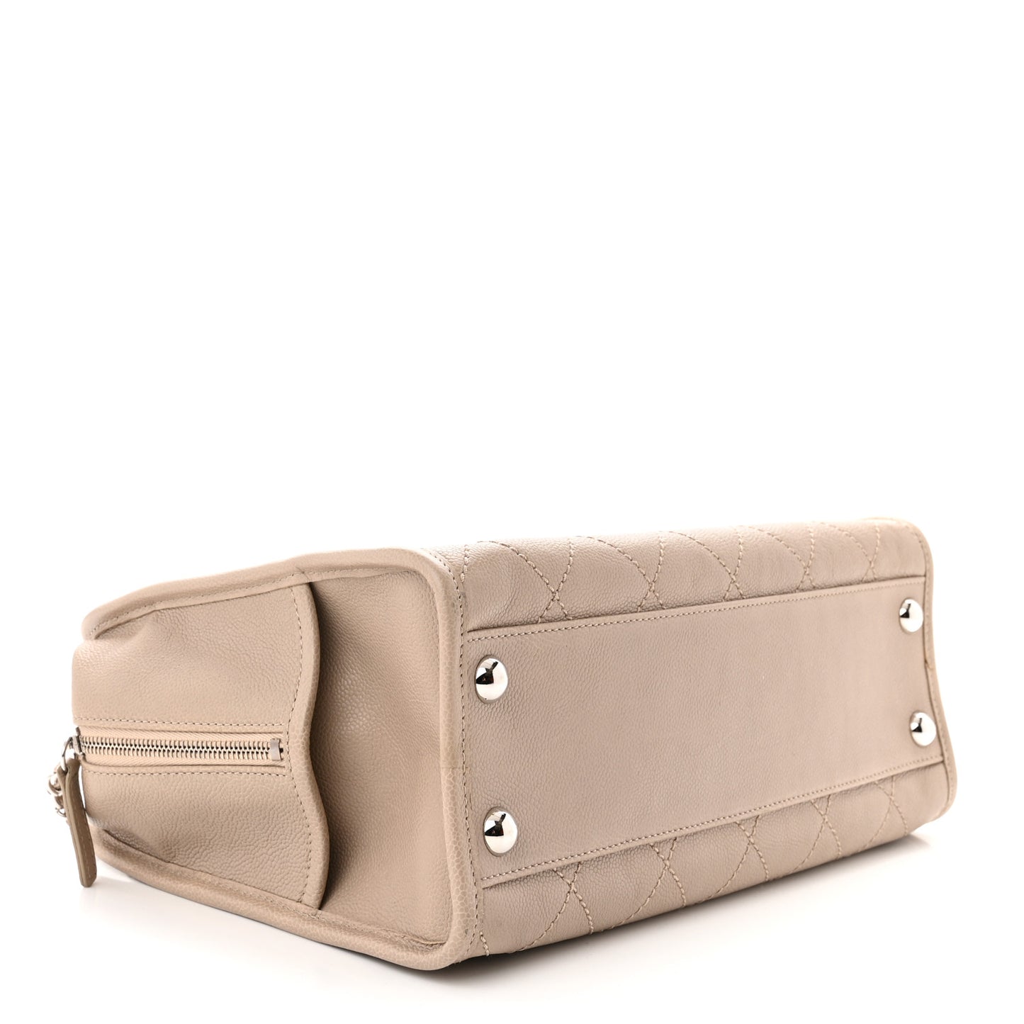 Caviar Quilted Deauville Bowling Bag Beige