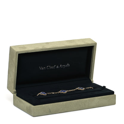 Van Cleef & Arpels 18K Yellow Gold Blue Agate 5 Motifs Vintage Alhambra Bracelet 15 of 16