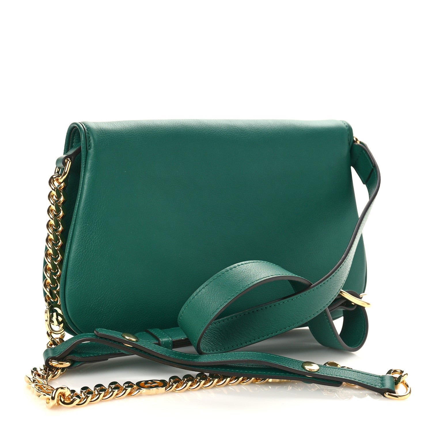 Gucci Roxy Calfskin Blondie Chain Shoulder Flap Bag Emerald 2 of 8