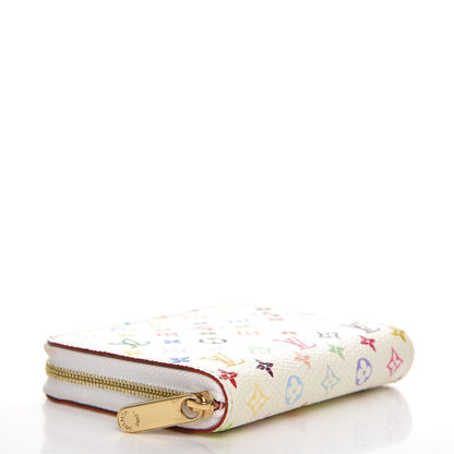 Louis Vuitton Monogram Multicolor Zippy Coin Purse Wallet White Litchi 4 of 6