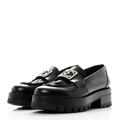 Chanel Calfskin Metal CC Loafers 36.5 Black 3 of 8