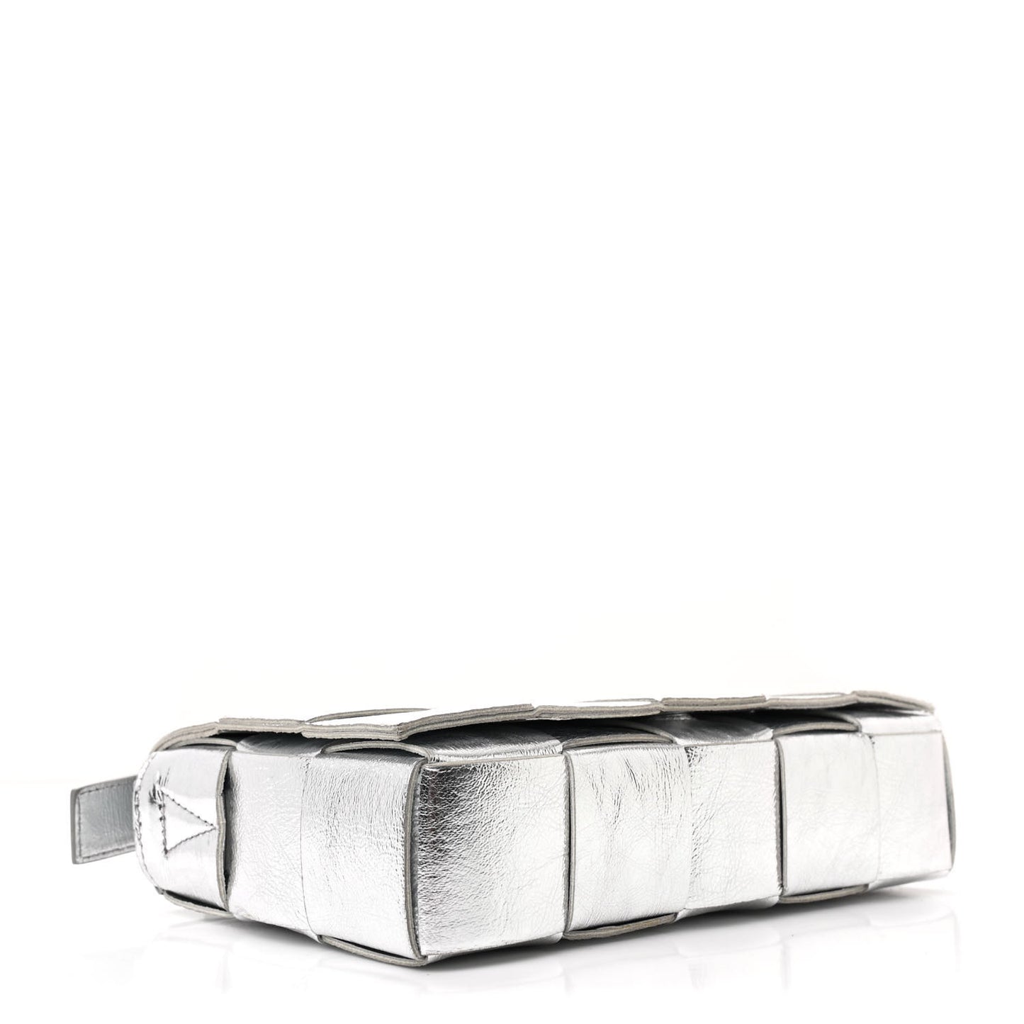 Metallic Lambskin Maxi Intrecciato Cassette Crossbody Bag Silver
