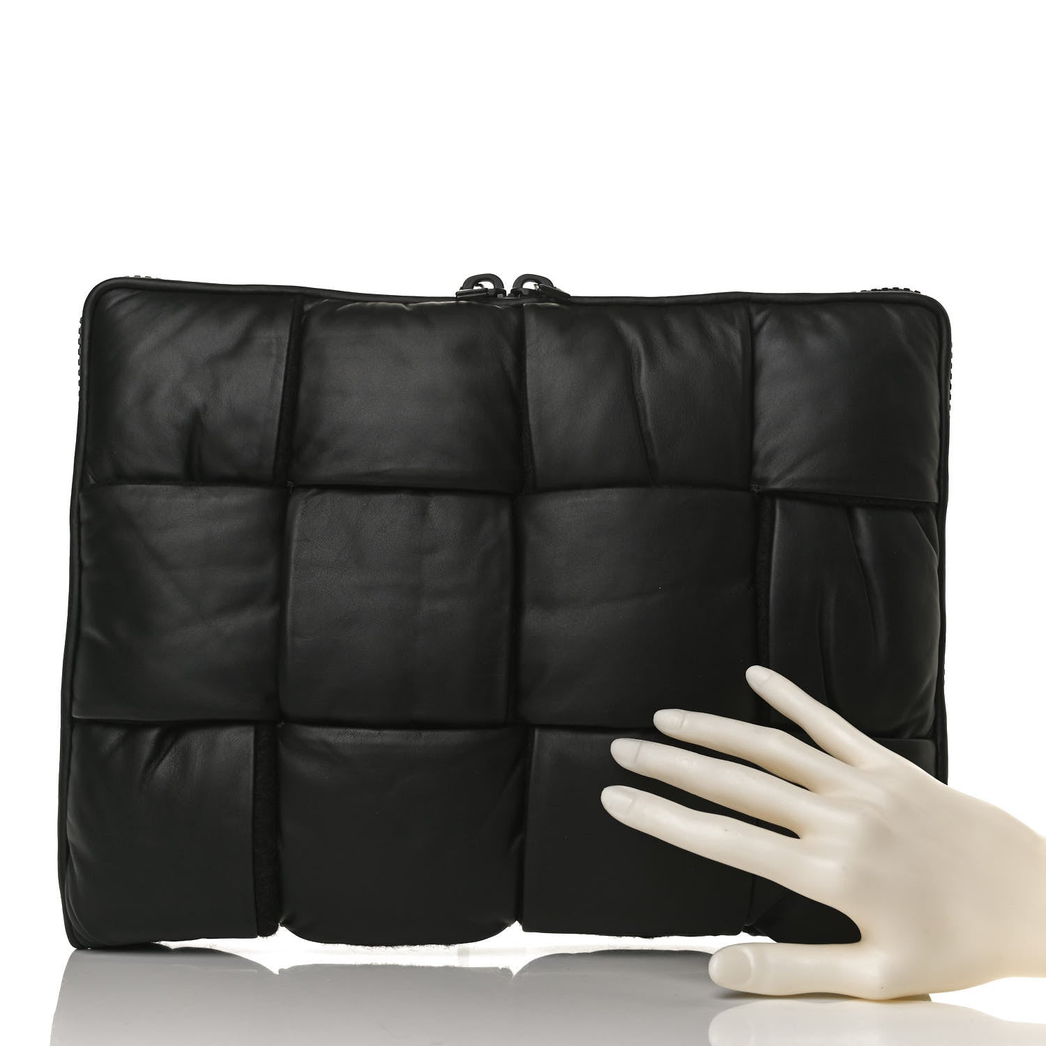 Bottega Veneta Calfskin Maxi Intrecciato Puffy Laptop Pouch Black 2 of 10