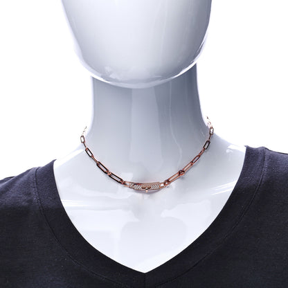 Hermes 18K Rose Gold Diamond Pave Kelly Chaine Choker Necklace 2 of 9