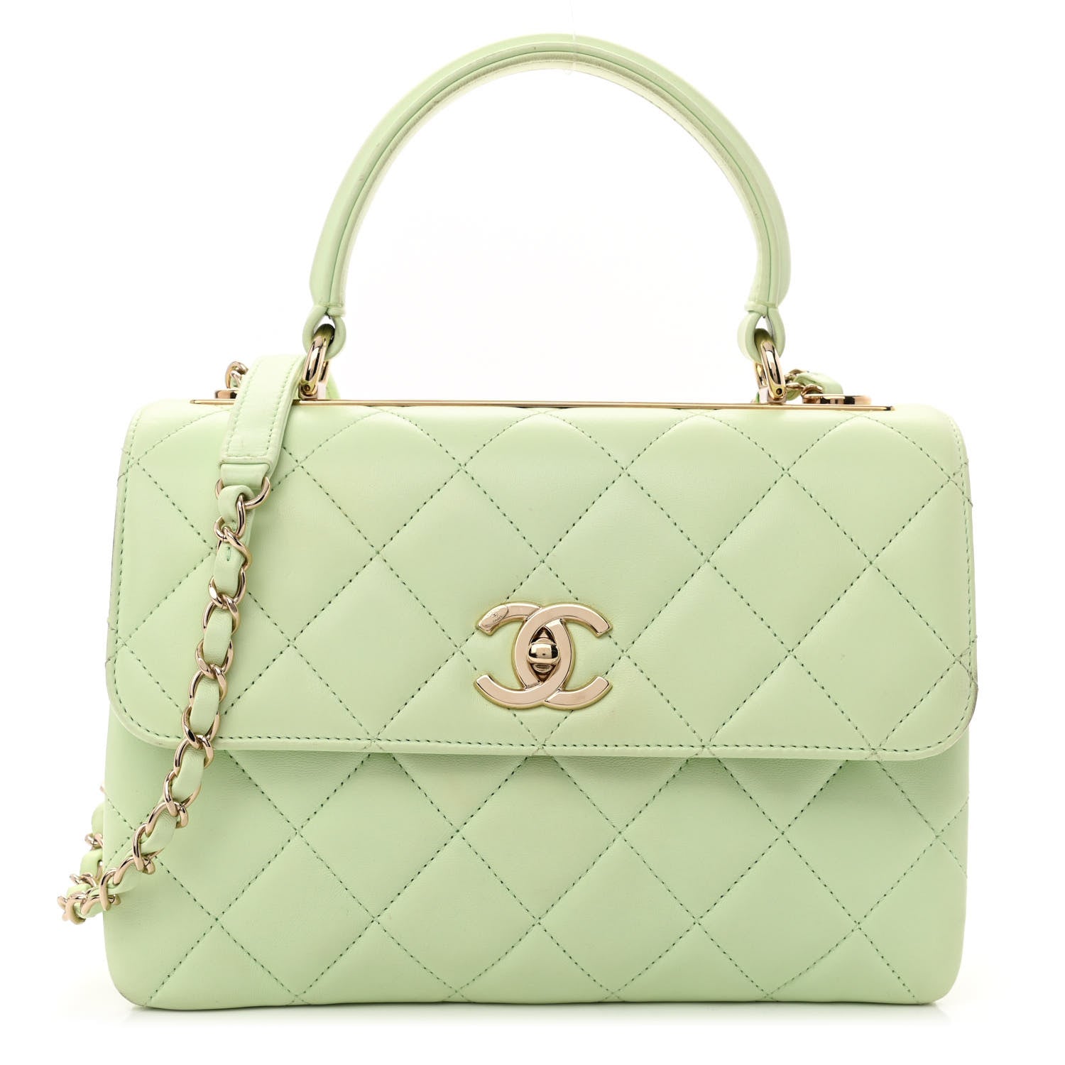 Chanel Lambskin Quilted Small Trendy CC Flap Dual Handle Bag Light Green 1 of 10