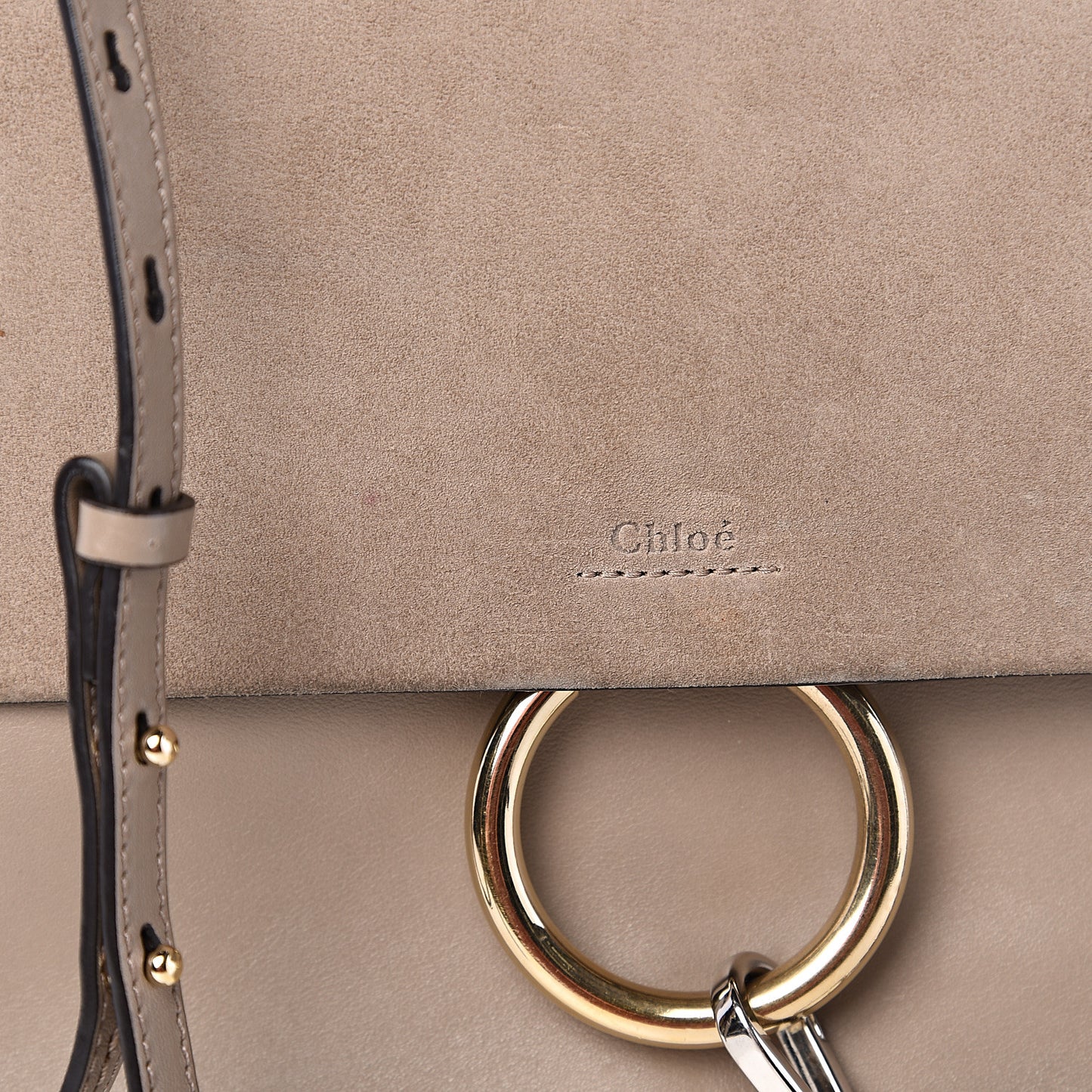 Calfskin Suede Medium Faye Shoulder Bag Motty Grey