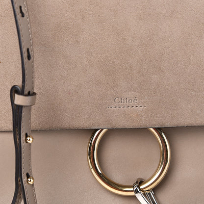 Chloe Calfskin Suede Medium Faye Shoulder Bag Motty Grey 13 of 14
