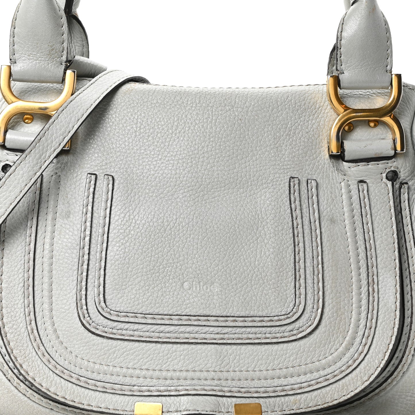 Calfskin Small Marcie Satchel Airy Grey