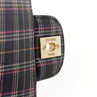 Chanel Calfskin Quilted Plaid Printed Small Single Flap Navy Multicolor 6 of 12