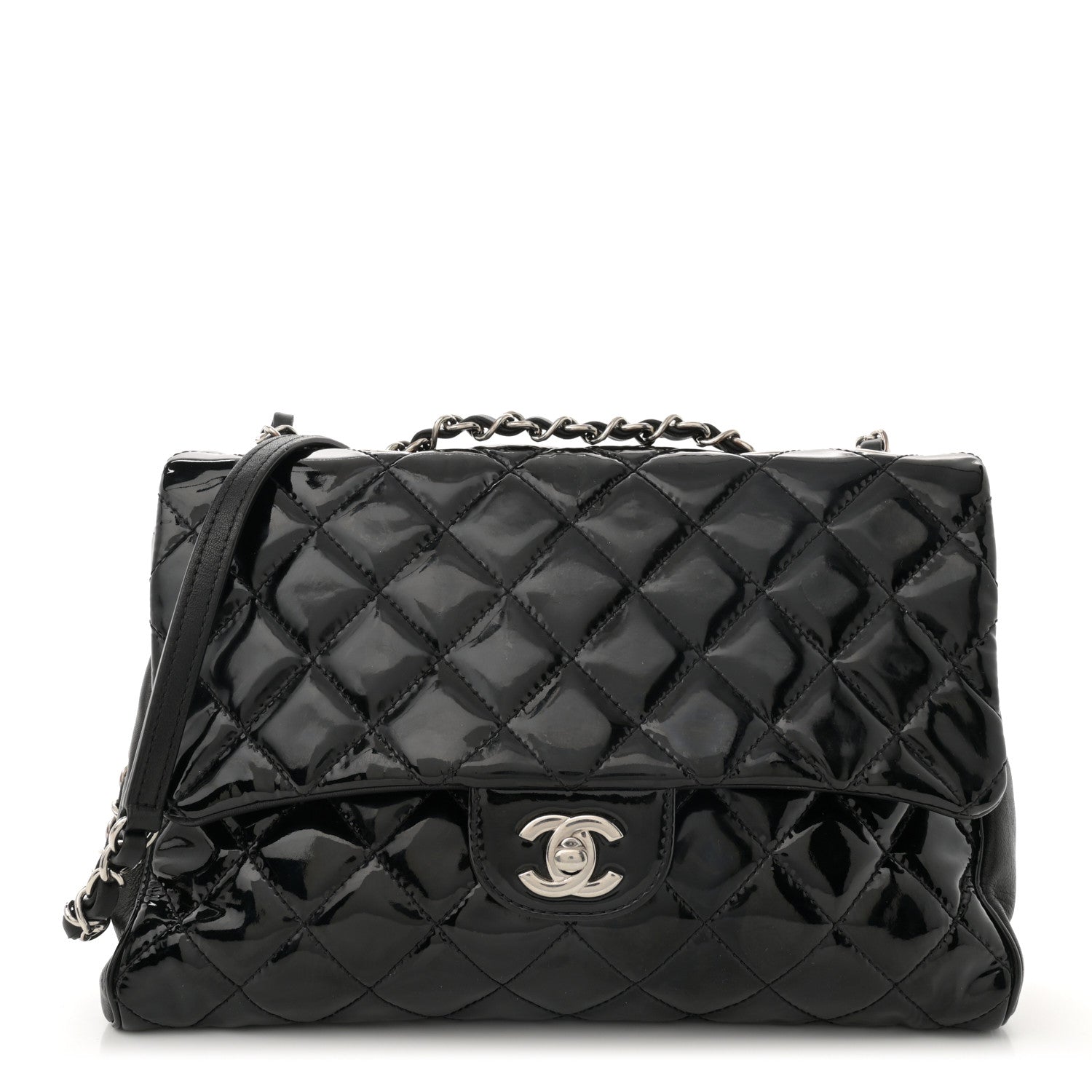 Chanel Patent Quilted Medium Rock In Rome Single Flap Black 1 of 10